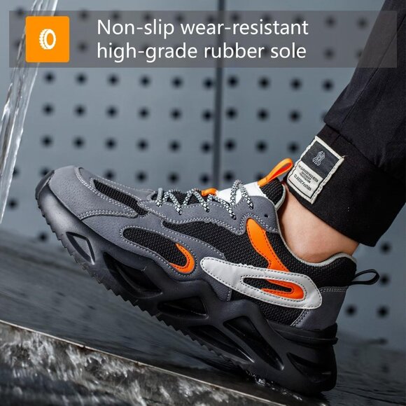 ✨Women Black Steel Toe Shoes Wide fit Lightweight Slip Resistant Proof Toe Shoes - Picture 6 of 6